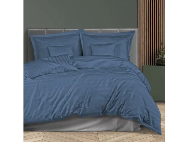 Pościel bambusowa Stripe chaber 140x200 + 1/70x80 + 2/40x40 satyna bawełniana Bamboo paski chabrowe pudełko