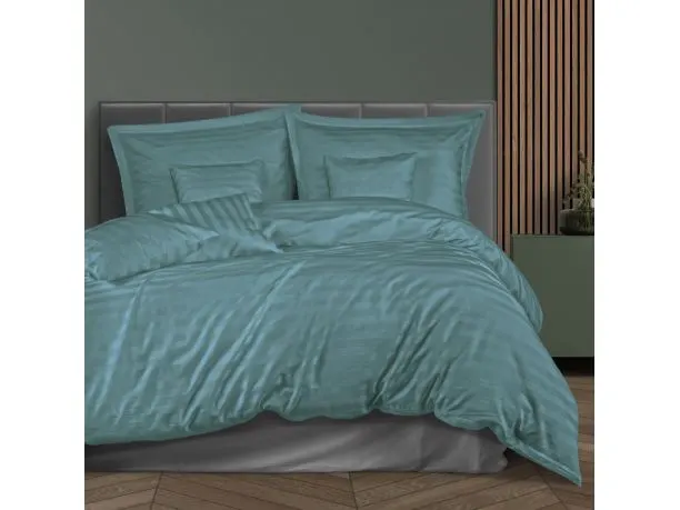 Pościel bambusowa Stripe turkus 140x200 + 1/70x80 + 2/40x40 satyna bawełniana Bamboo paski turkusowe na prezent