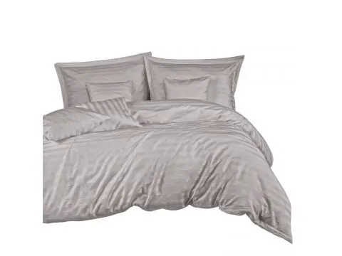 Pościel bambusowa Stripe grey 180x200 + 2/70x80 + 4/40x40 satyna bawełniana Bamboo paski szare pudełko