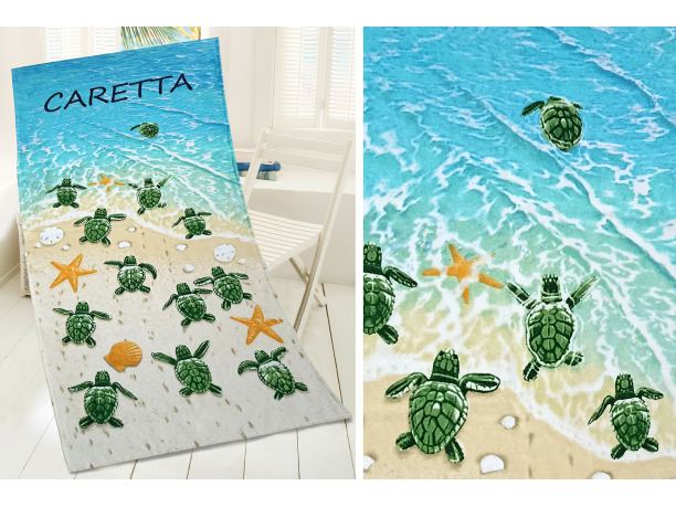 Ręcznik plażowy kąpielowy 75x150 Caretta muszelki, żółwiki Greno