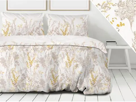 Pościel z bawełny 160x200 +2/70x80 Primavera Bielbaw Premium łączka