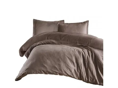 Pościel z satyny bawełnianej żakardowej 160x200+2/70x80/ Sadra Luxury Jacquard brązowe liście