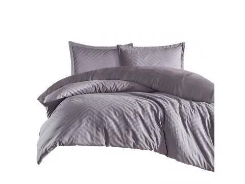 Pościel z satyny bawełnianej żakardowej 160x200+2/70x80/ Tula 2 Luxury Jacquard szary wzorek