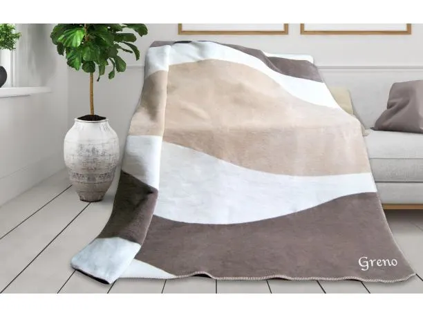 Koc Glamour 150x200 tabbaco vanill fale beżowo brązowe