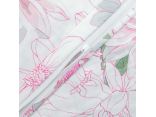 Pościel satynowa Love 220x200+2/70x80/ biała kwiaty różowe