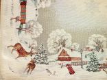Obrus gobelinowy świąteczny 100x100 cm chatki, jeleń, sarenka zimą nr sw 287 SlodkieSny
