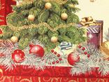 Obrus gobelinowy świąteczny 100x100 cm choinka w ramce czerwonej nr sw 206  SlodkieSny