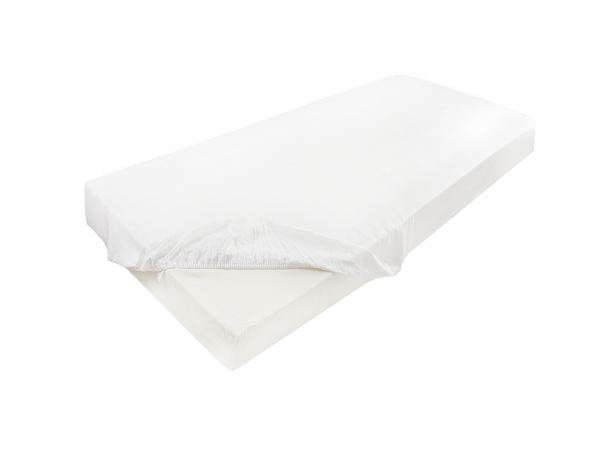 Prześcieradło jersey z laycrą 90x200 + 30 cm z gumką białe  lycra