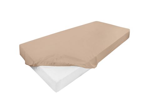 Prześcieradło jersey z laycrą 90x200 + 30 cm z gumką beżowe  lycra