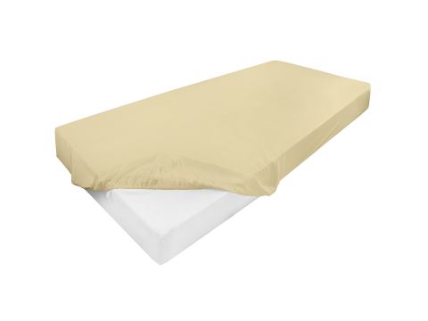 Prześcieradło jersey z laycrą 140x200 + 30 cm z gumką kremowe lycra
