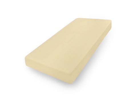 Prześcieradło jersey z laycrą 140x200 + 30 cm z gumką kremowe lycra