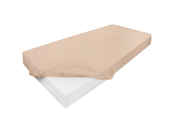 Prześcieradło jersey z laycrą 160x200 + 30 cm z gumką jasnobeżowe lycra