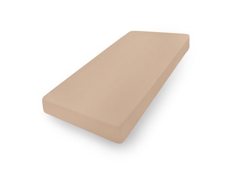 Prześcieradło jersey z laycrą 160x200 + 30 cm z gumką beżowe  lycra
