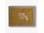 Pościel z bawełny 160x200+2/70x80 z falbanką Ecru olivie Limasso w pudełku bez prasowania  Exclusive