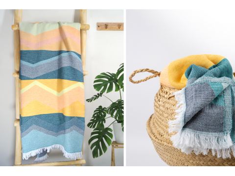 Ręcznik plażowy 90x180 cm Vacation z frędzlami kąpielowy Greno