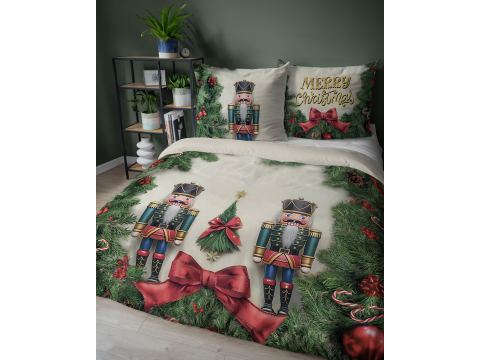 Pościel z bawełny 160x200 +2/70x80 wz. 5300 A dziadek do orzechów holland christmas holenderska 3D