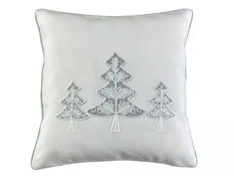 Poszewka świąteczna srebrne choinki na białym tle 40x40 cm int 1343 Boże Narodzenie 1 szt