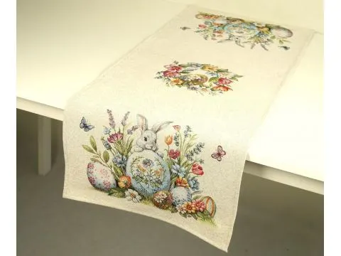 Bieżnik gobelinowy wielkanocny 40x100 cm zajączek z pisanką wz 314 SlodkieSny