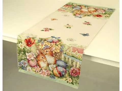 Bieżnik gobelinowy wielkanocny 40x100 cm dwa zajączki z pisankami wz 316 SlodkieSny