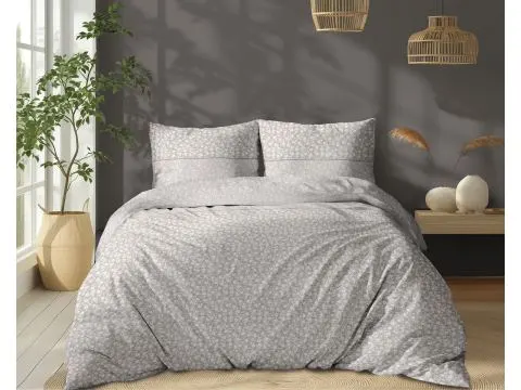 Pościel bawełniana 220x200 +2/70x80 beżowe kwiatuszki wz.5336 b