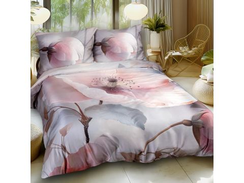 Pościel satynowa 180x200 +2/70x80 różowa nostalgia satynlove premium 12408
