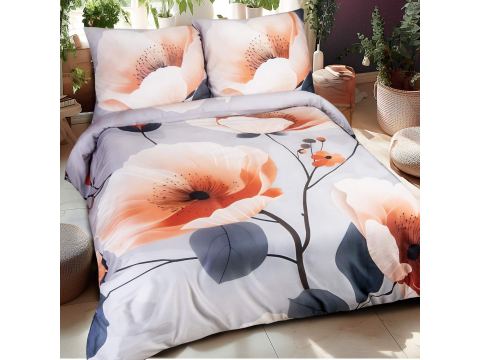 Pościel satynowa 180x200 +2/70x80 pomarańczowa fantazja satynlove premium 12409