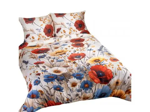 Pościel satynowa 220x200 +2/70x80 kolorowa łąka satynlove premium 12412