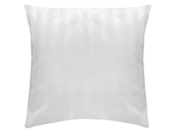Poszewka satynowa Adamaszek - Biała w paski - 40x40 cm - zamek  pasek 2 cm