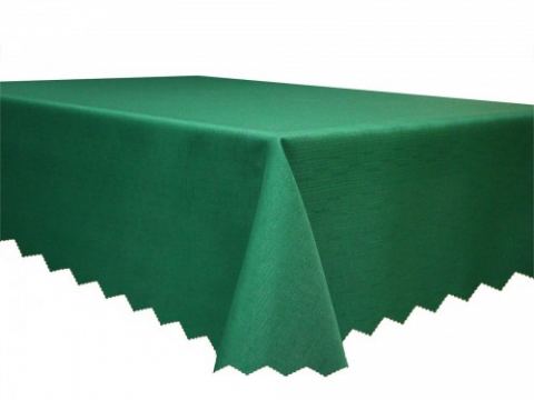 Obrus plamoodporny 120x220 cm jednobarwny zieleń butelkowa len