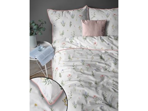 Elegancka pościel z perkalu 160x200 + 2/70x80 z dekoracyjną lamówką + torba romantyczna Lame Percale 5239 b