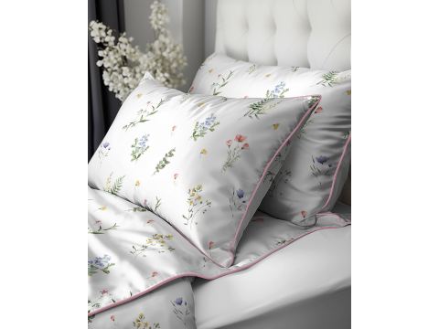 Elegancka pościel z perkalu 160x200 + 2/70x80 z dekoracyjną lamówką + torba romantyczna Lame Percale 5239 b