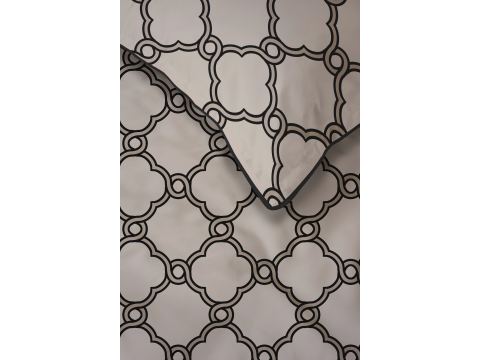 Pościel perkalowa 220x200 + 2/70x80 z lamówką + torba, beżowy wzorek Lame Percale 5592 b