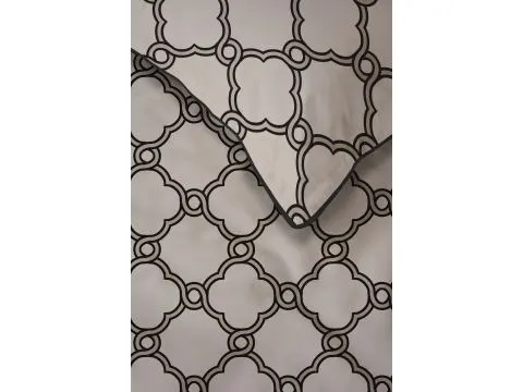Pościel perkalowa 220x200 + 2/70x80 z lamówką + torba, beżowy wzorek Lame Percale 5592 b