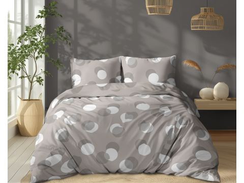 Pościel z bawełny 160x200 +2/70x80 beżowe kółka wz. 5495 a