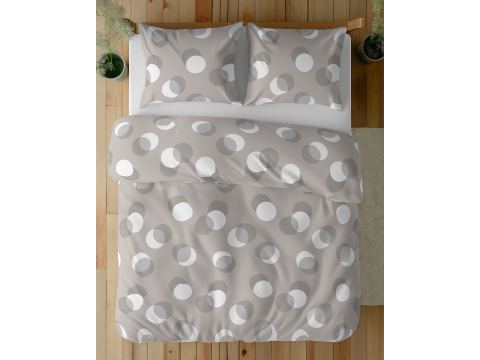Pościel z bawełny 160x200 +2/70x80 beżowe kółka wz. 5495 a