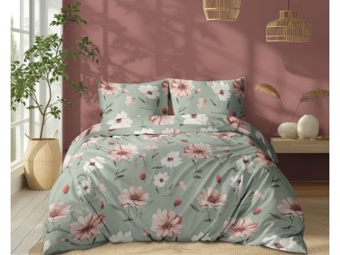 Pościel z bawełny 160x200 +2/70x80 słodki miętowy kwiat wz. 5502 b