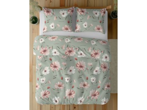 Pościel z bawełny 220x200 +2/70x80 słodki miętowy rozkwit wz. 5502 b
