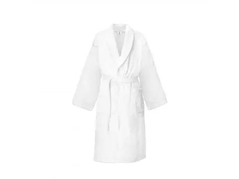 Szlafrok hotelowy & SPA  NAPOLI biały – 100% bawełna frotte, kołnierz szalowy, rozmiar XL