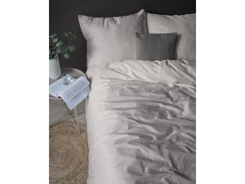Pościel z adamaszku 160x200 +2/70x80 Pure beżowa pasek 1 cm adamaszek
