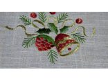 Serwetka świąteczna - w kolorze lnu ze stroikiem świątecznym - 35x70 cm - wz. 3600B