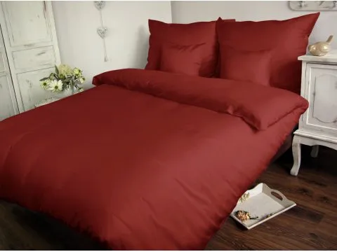 Komplet pościeli z bawełny satynowej jednobarwnej  Carmen 200x220 Bordo    20053