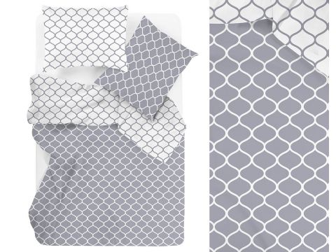 Pościel bawełniana Bielbaw 140x200 Decor – geometryczny deseń marokański, biało-szara elegancja