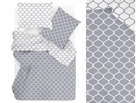Pościel bawełniana Bielbaw 160x200 Decor – ornamenty marokańskie, szaro-biały motyw