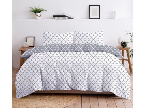 Pościel bawełniana Bielbaw 220x200 Decor – subtelny wzór biało-szara elegancja