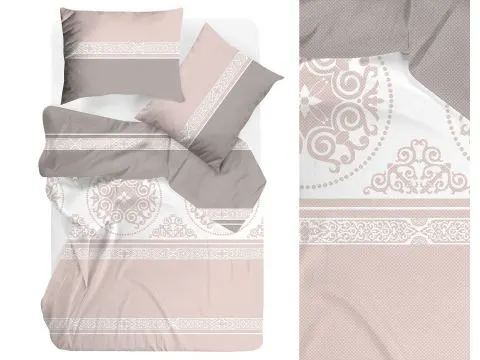 Pościel bawełniana Bielbaw 140x200 Versus Beige – elegancki wzór orientalny, biało beżowy