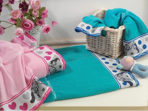 Ręcznik  dla dzieci Sharp Pei  70x125  Niebieski  Greno