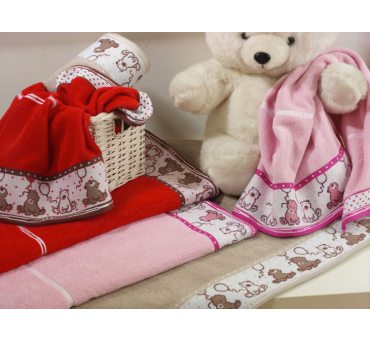 Ręcznik  dla dzieci Sweet Bear 70x125  Czerwony Greno