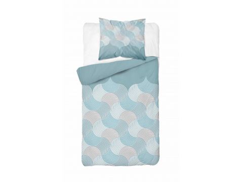 Pościel flanelowa 140x200 – geometryczny wzór w kolorze miętowym