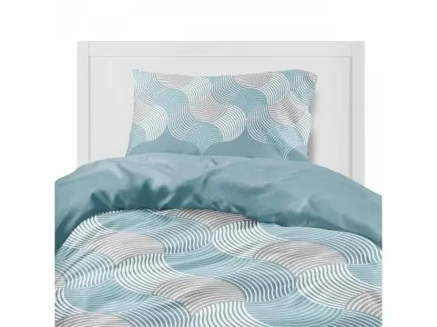 Pościel flanelowa 140x200 – geometryczny wzór w kolorze miętowym