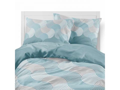 Pościel flanelowa 220x200 – geometryczny wzór w kolorze miętowym